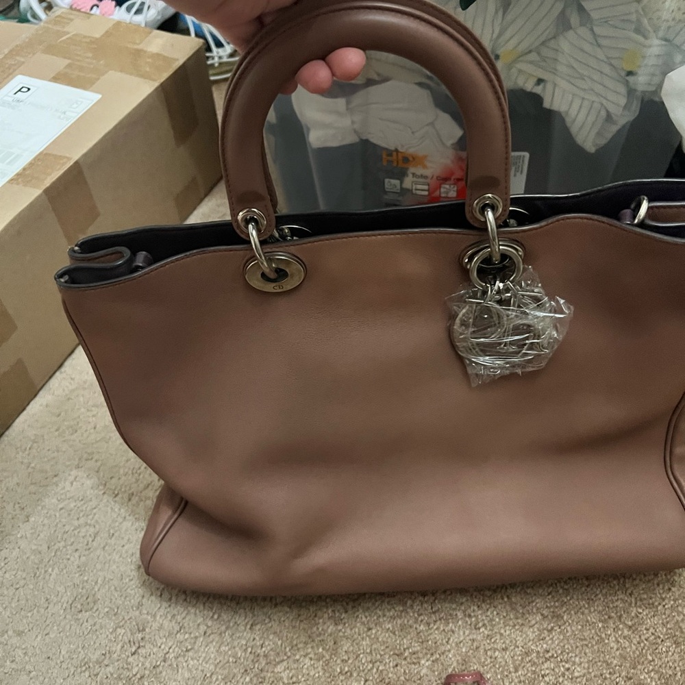 Christian Dior large Diorissimo Leather Satchel Dusty Rose-Taupe removable pouch - Picture 15 of 16